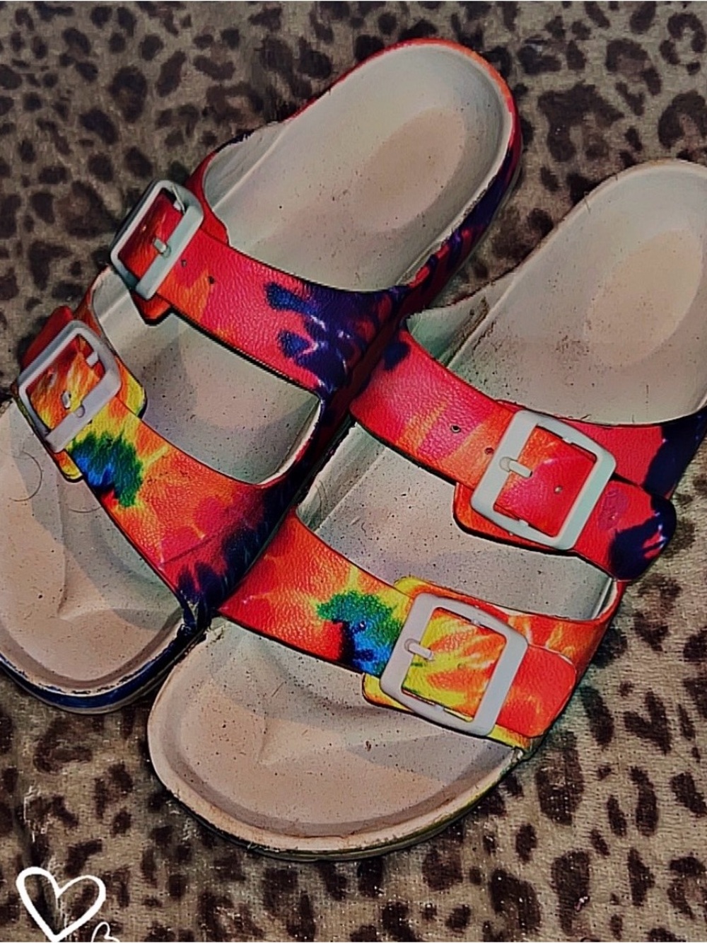 Tie-Dye Rainbow Double-Buckle Sandals